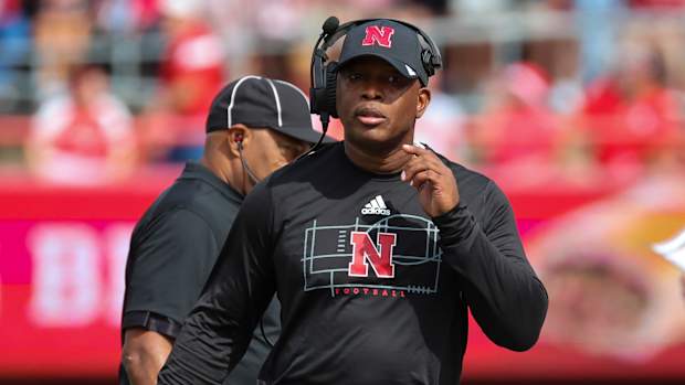 Mickey Joseph 2022 Nebraska vs Oklahoma football USATSI_19063289